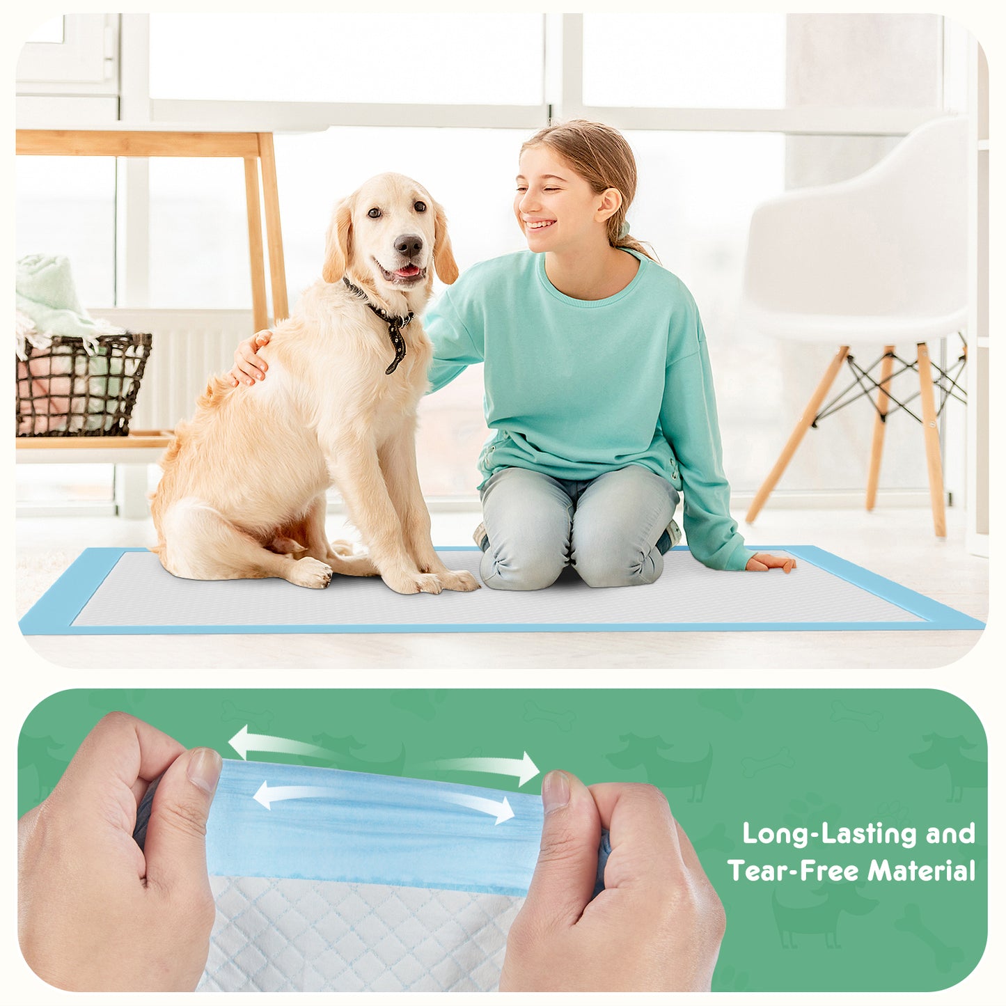 Disposable Dog Training Pads,22"x22" Ultra Absorbent Leak-Proof Quick-Drying Pet Pee Pads for Small to Large Dogs and Puppies Indoor Use, 100 Count