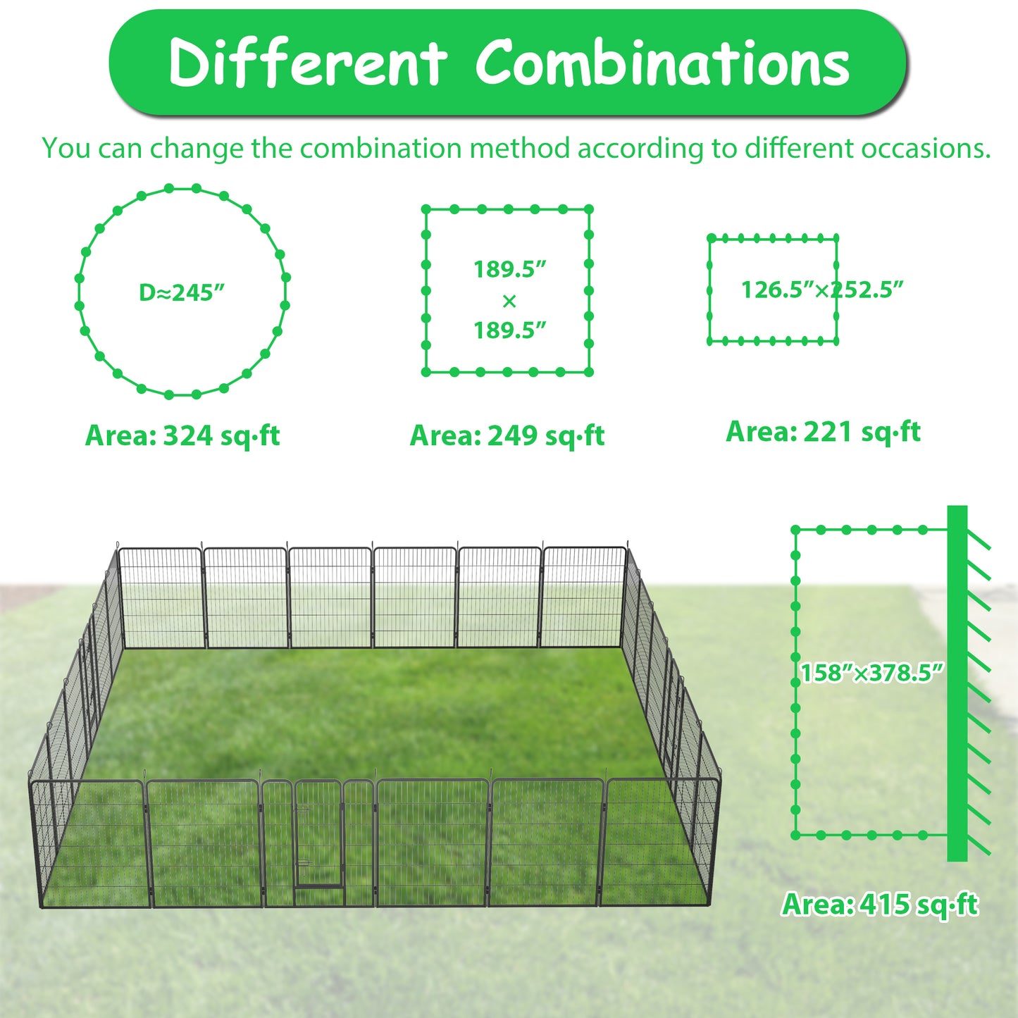 Dog Playpen Foldable 24 Panels Dog Pen 40" Height Pet Enclosure Dog Fence Outdoor with Lockable Door for Large/Medium/Small Dogs,Puppy Playpen,RV,Camping Pet Fence