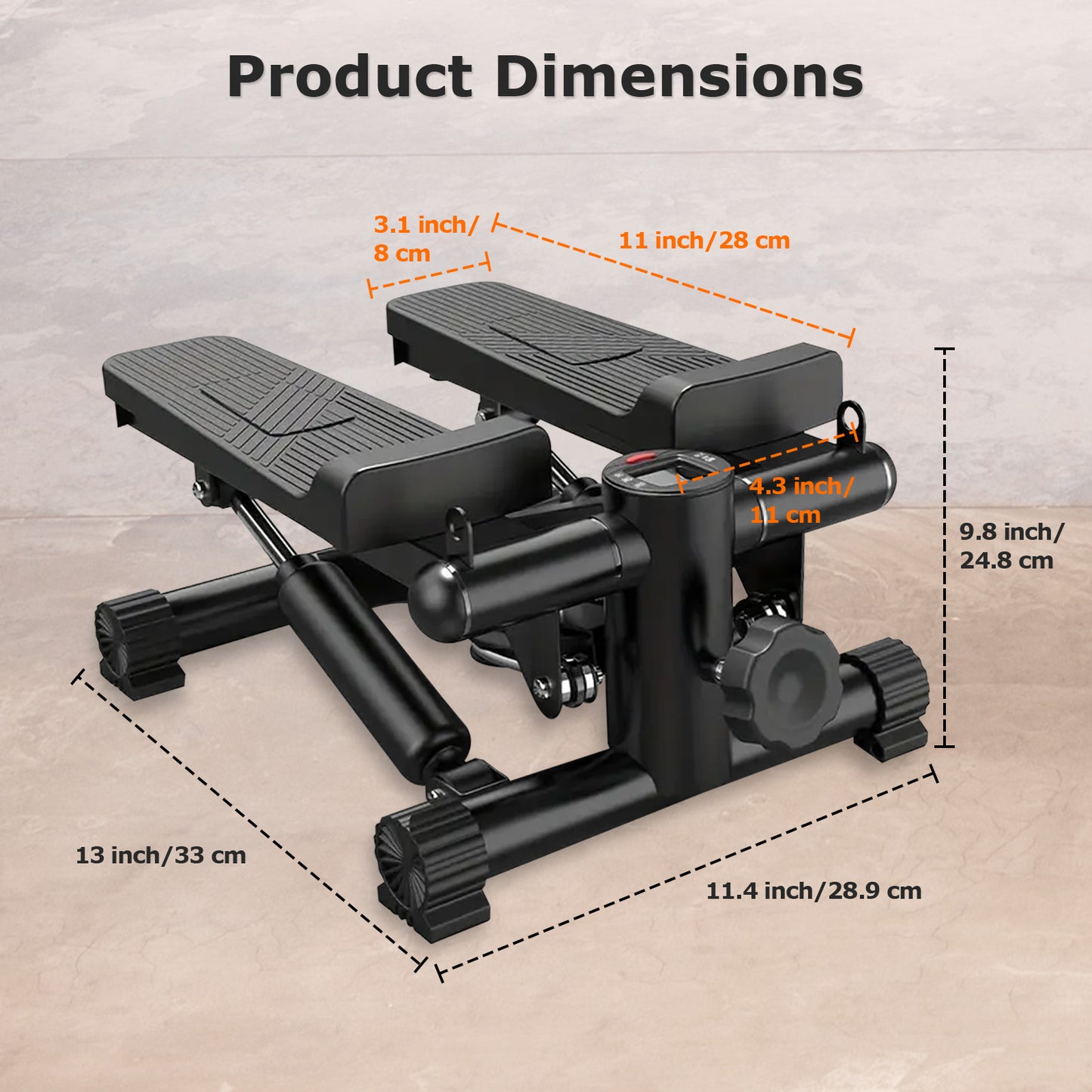 Mini Steppers for Exercise Mini Stair Stepper for Home with Resistance Bands Stepper  with LCD Monitor