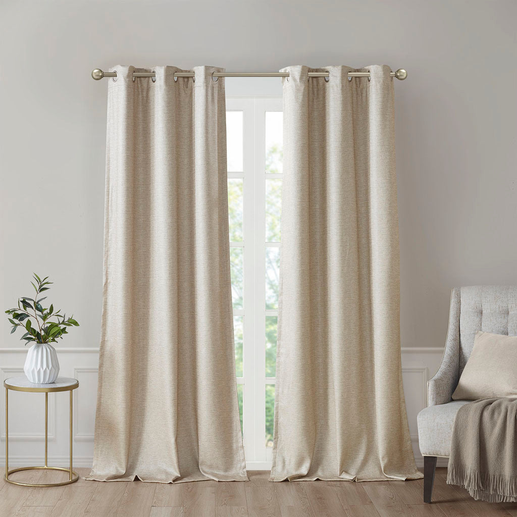 Tonal Printed Faux Silk Total Blackout Curtain Panel Pair(2 Pcs Window Panels)