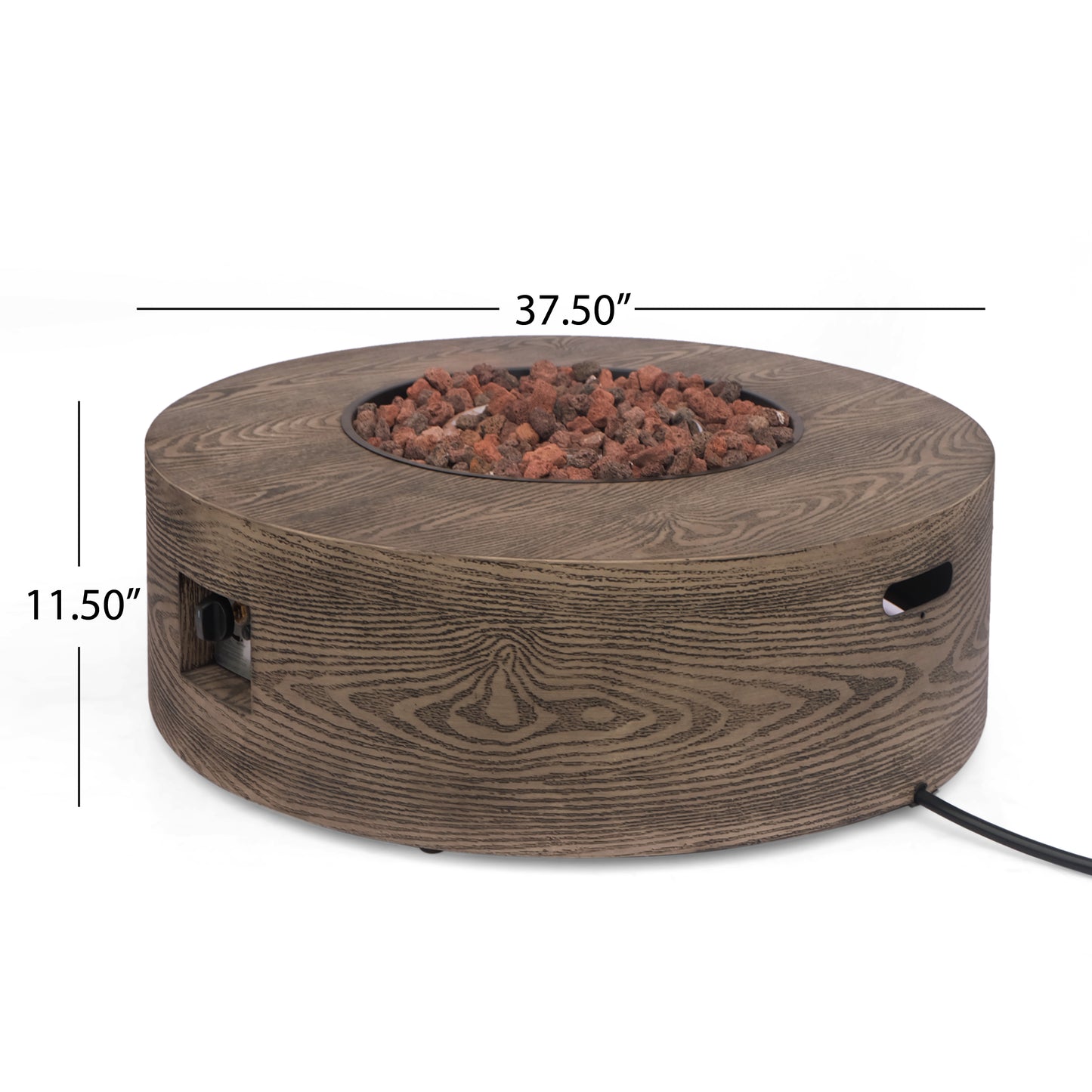 AIDAN ROUND IRON FIRE PIT - 50,000 BTU TANK OUTSIDE