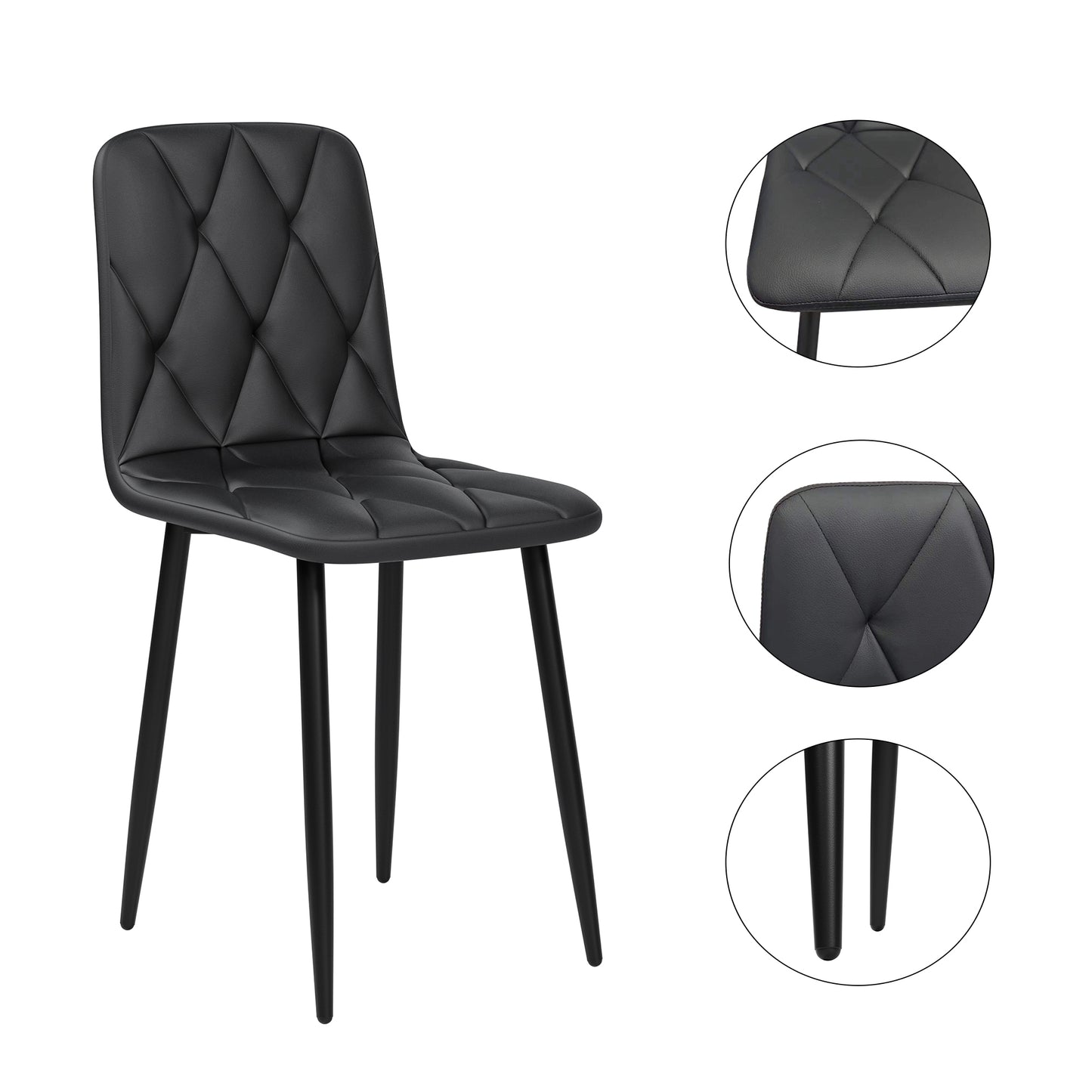 [SantaChoice] Dining Chairs Set of 4, Modern Kitchen Dining Room Chairs, PU Dining Chair Upholstered Cushion Seat and Sturdy Metal Legs