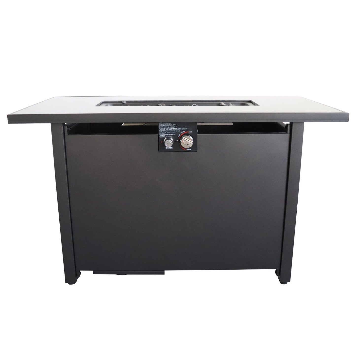 25'' H x 42'' W Steel Outdoor Fire Pit Table with Lid (Black)