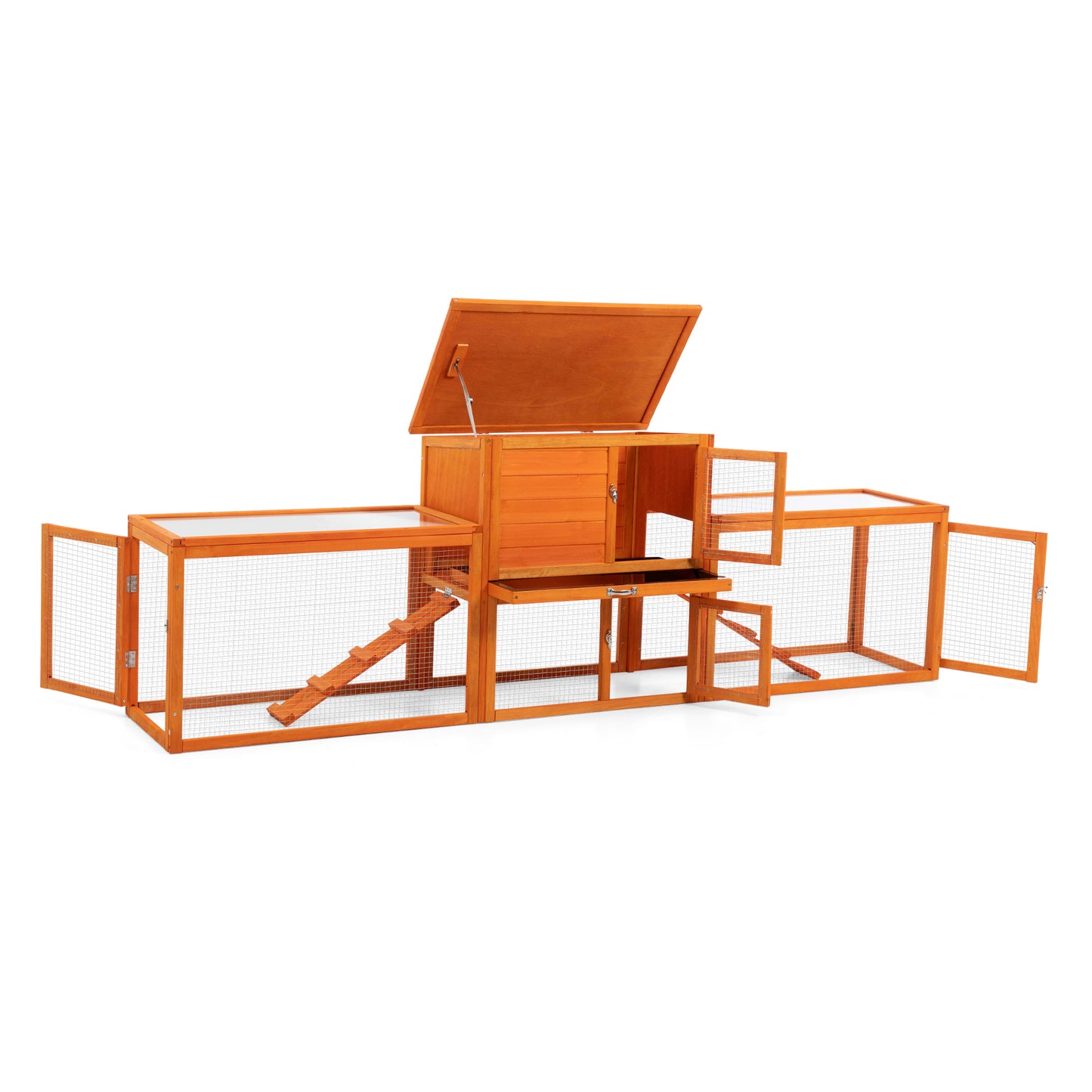 Large three box rabbit cage,for Indoor and Outdoor Use, orange