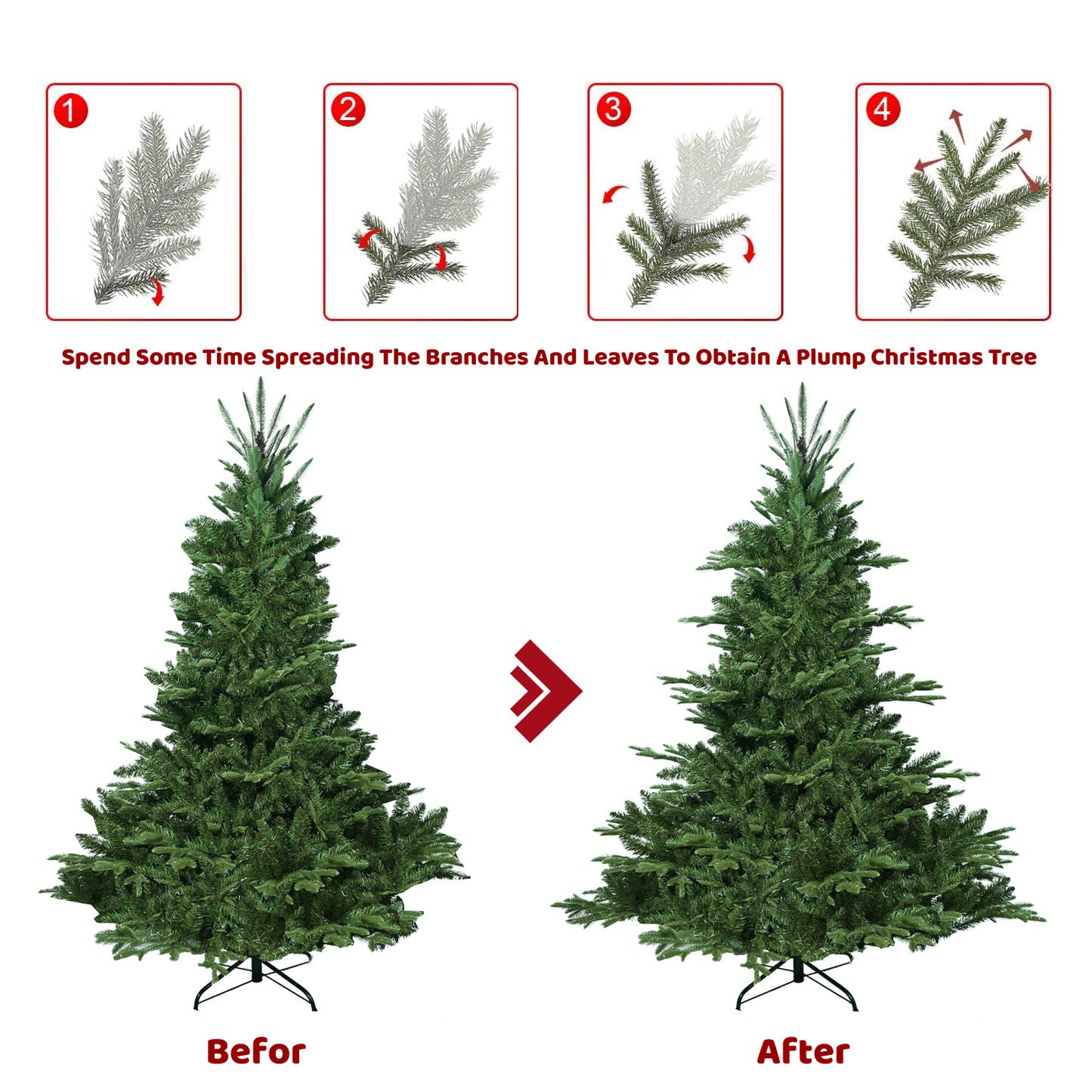 7.5FT Christmas Tree Simulate Nature Advanced Materials Premium Hinged Spruce Artificial Douglas Firs Tree, Christmas Holiday Party Atmosphere Decoration New Year Celebration PE Xmas Tree