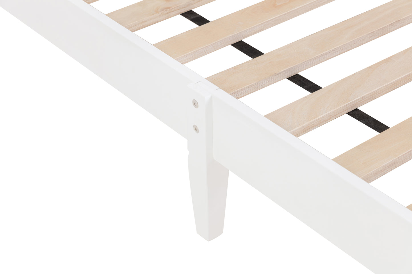 Twin Bed with Button-Decoration Headboard, with Bed Slats,White