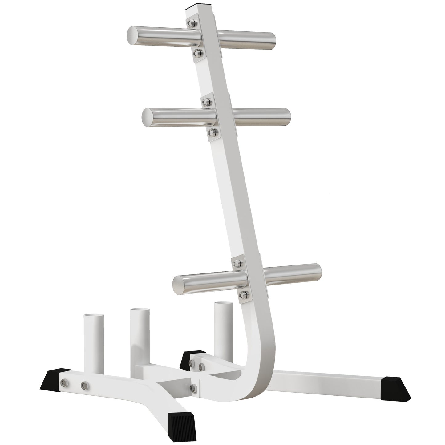 Soozier 2-inch Weight Rack for Plates and 3 Bars, Olympic Weight Tree Bumper Plate Storage Holder, 660 lbs. Capacity, White