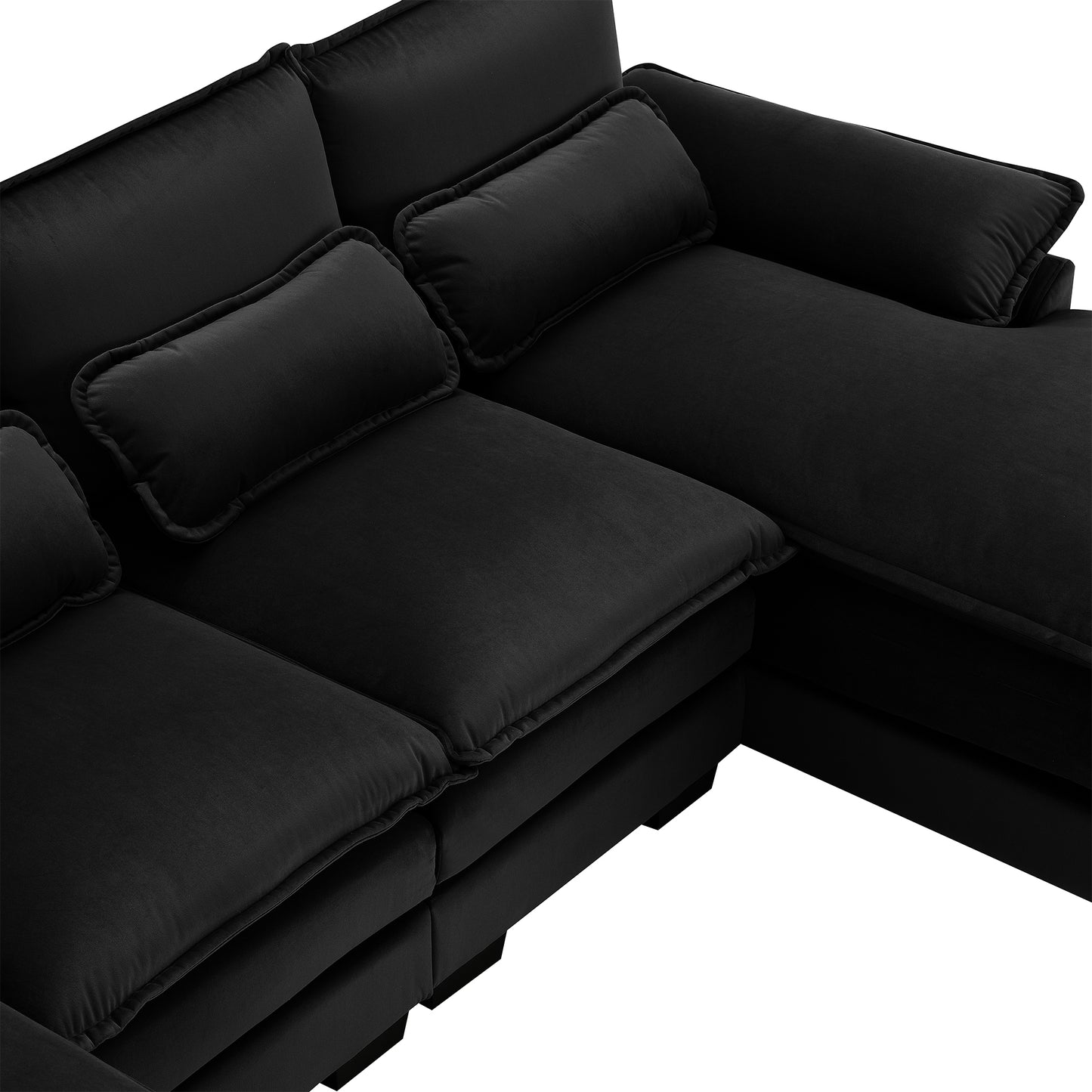 [SantaChoice] 110*55" Modern U-shaped Sectional Sofa with Waist Pillows,6-seat Upholstered Symmetrical Sofa Furniture,Sleeper Sofa Couch with Chaise Lounge for Living Room,Apartment,5 Colours