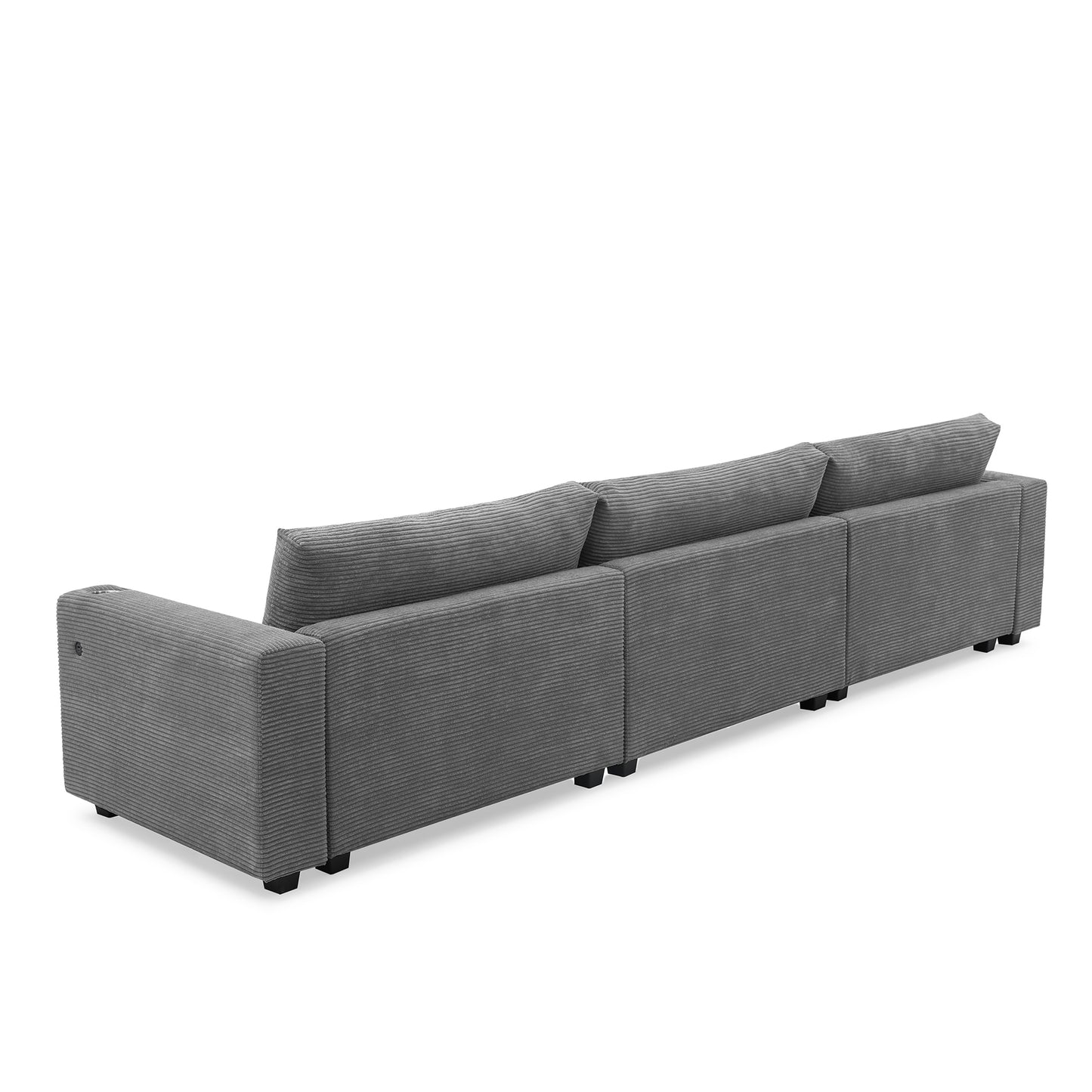 134*54"Oversized Corduroy Sectional Sofa,L Shaped Cloud Couch with USB Charging Port,Cup Holder,Deep Seat Sofa Bed with 50" Chaise,Comfy Indoor Furniture for Living Room,3 Colors