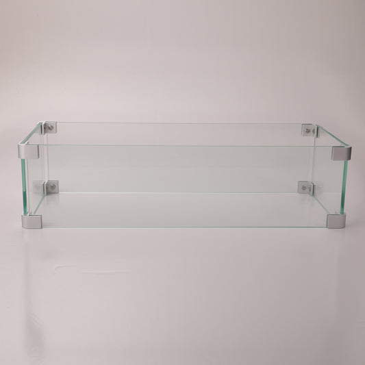 Rectangular Glass Wind Guard for Fire Pit W85335465