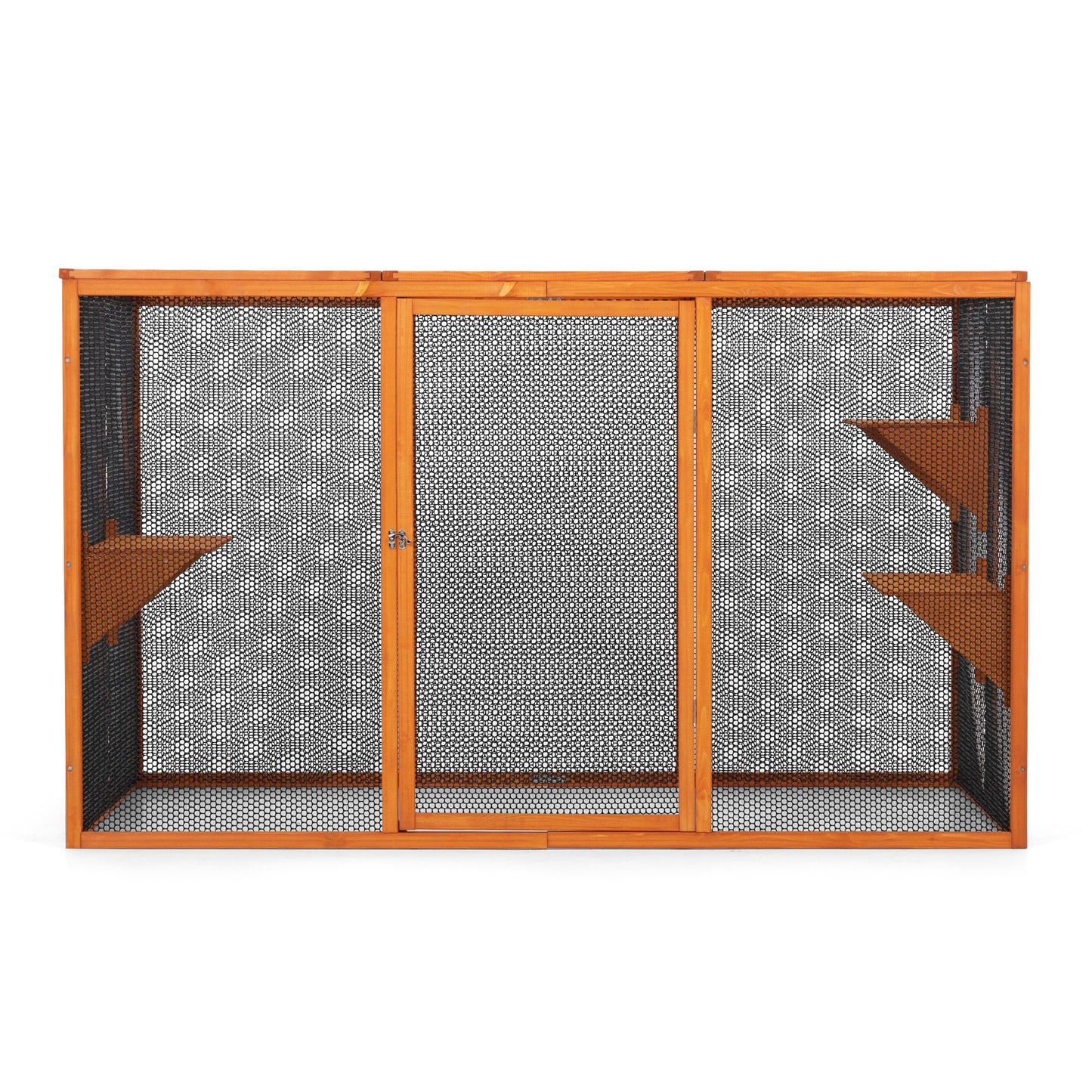 Detachable Cat Enclosure with Waterproof Roof and 3 Jumping Platforms, Orange