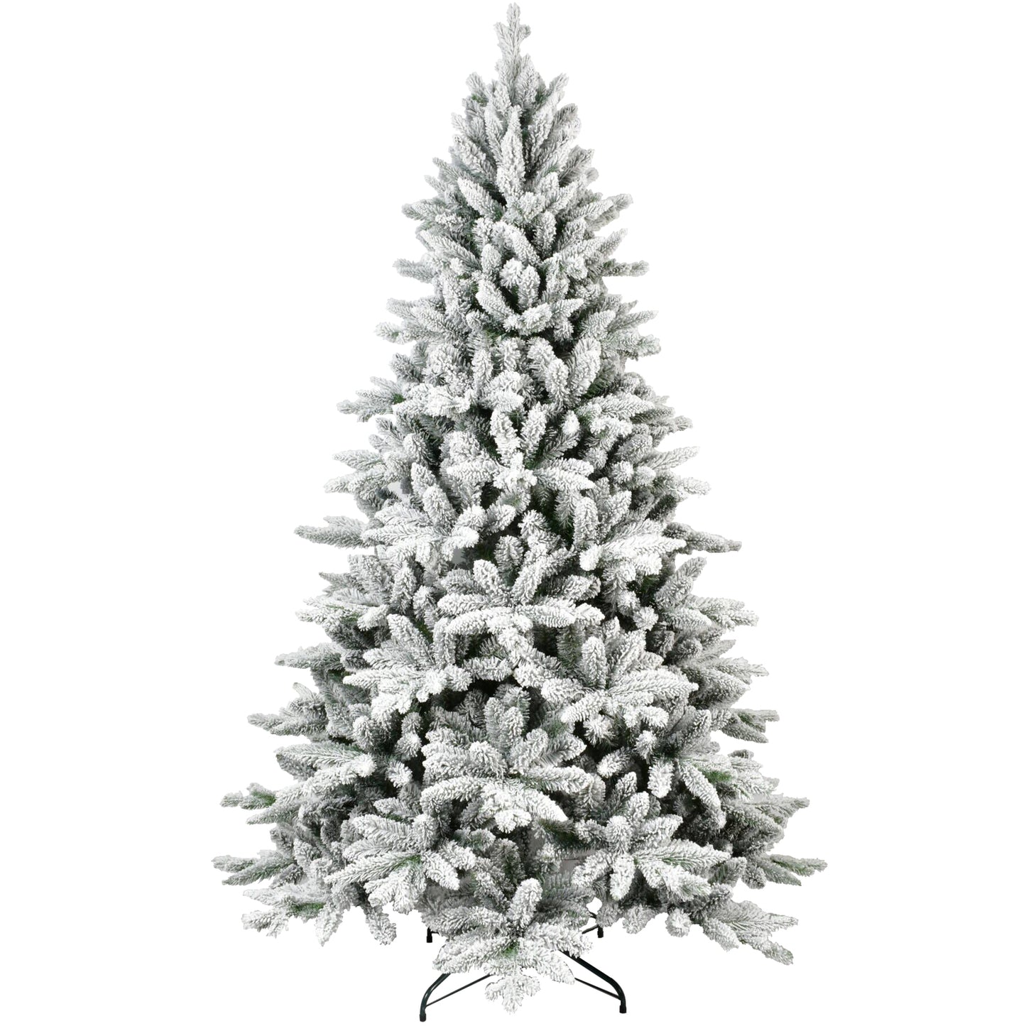 7FT PE & PVC Flocked Artificial Christmas Tree, With 1514 branch tips and metal stand, Foldable Fake Tree with Realistic Snowy Foliage for Home Decoration