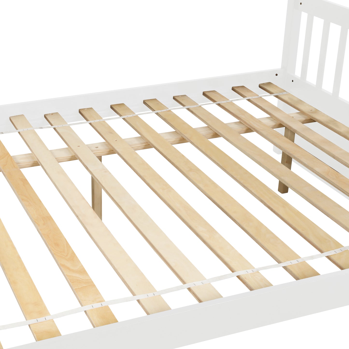 Full Over Full Bunk Bed with Trundle, Convertible to 2 Full Size Platform Bed, Full Size Bunk Bed with Ladder and Safety Rails for Kids, Teens, Adults,White(New Sku:W504S00212)