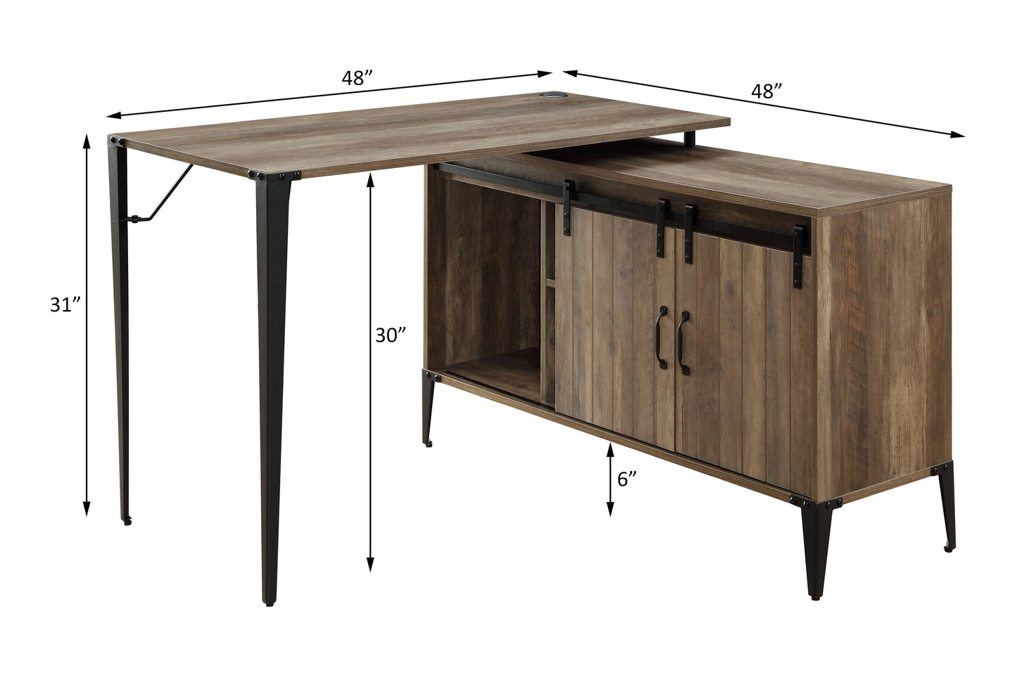 ACME Zakwani Writing Desk, Rustic Oak & Black Finish OF00010