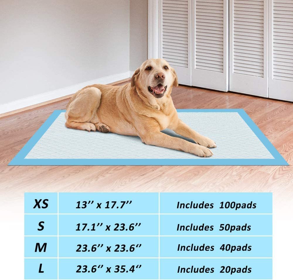 ScratchMe Super-Absorbent Waterproof Dog and Puppy Pet Training Pad, Housebreaking Pet Pad, 20-Count Large-Size, 23.6’’X35.4’’, Blue, Large 20pcs