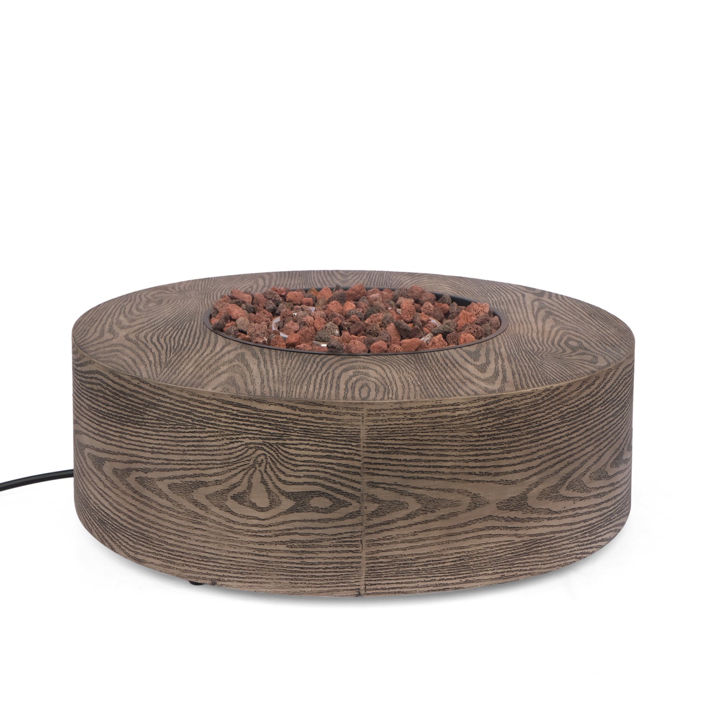 AIDAN ROUND IRON FIRE PIT - 50,000 BTU TANK OUTSIDE