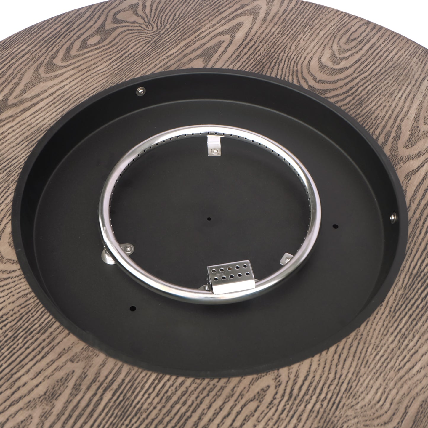 AIDAN ROUND IRON FIRE PIT - 50,000 BTU TANK OUTSIDE