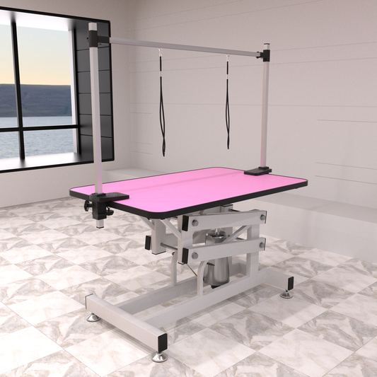 42.5INCH HYDRAULIC PET GROOMING TABLE WITH "H" ARM PINK