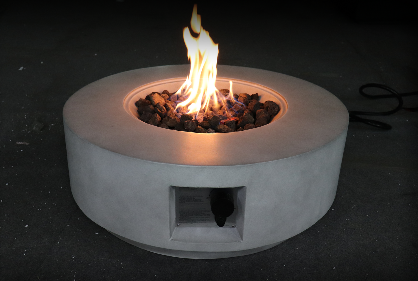 11" H x 30" W Fiber Reinforced Concrete Propane/Natural Gas Outdoor Fire Pit Table with Lid (Concrete)CM-1003C