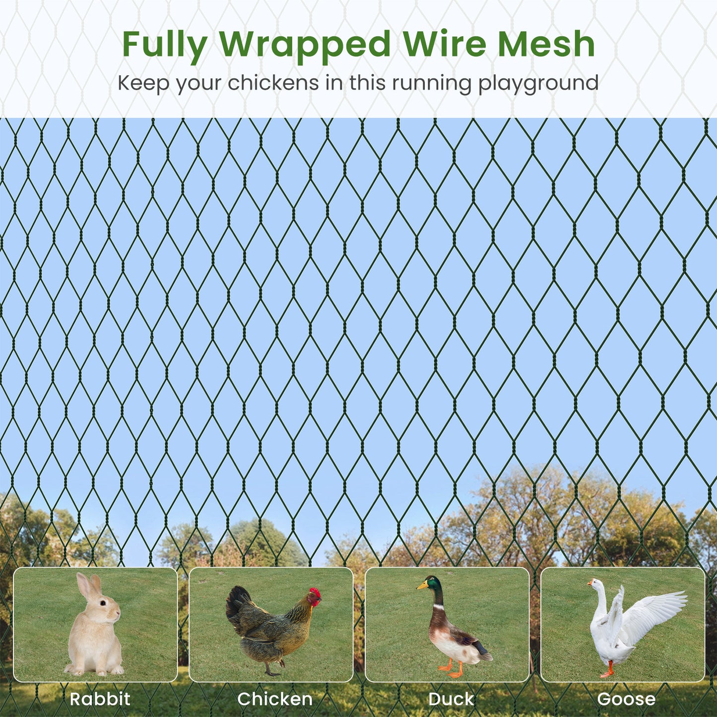 Large metal chicken coop, walk-in chicken coop, galvanized wire poultry chicken coop, rabbit duck coop with waterproof and UV protection cover for outdoor, backyard and farm. 9.8' W x 13.1' L x 6.6' H