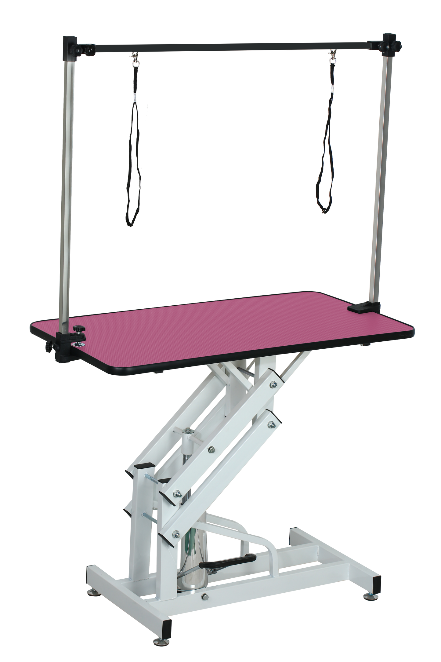 42.5INCH HYDRAULIC PET GROOMING TABLE WITH "H" ARM PINK