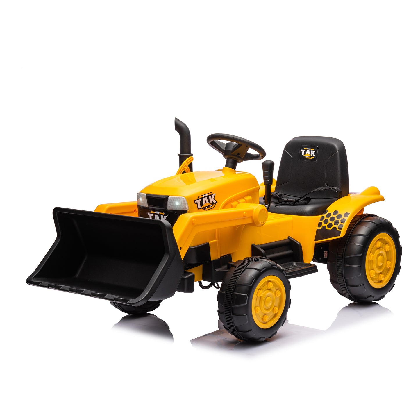 12V Kids Ride on Tractor Electric Excavator Battery Powered Motorized Car for Kids Ages 3-6, with Front Loader, Digging Handle, Remote Control, & Bright Headlight, Yellow