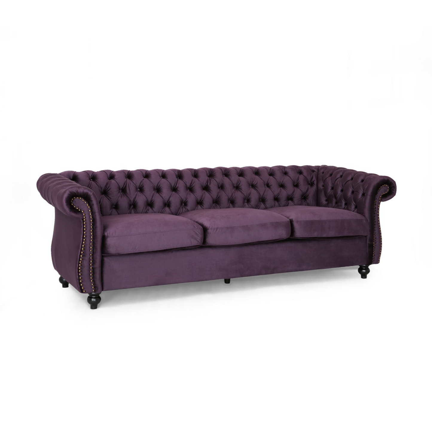 [SantaChoice] Luxurious 3-Seater Purple Velvet Sofa, Featuring a Classic Design with Modern Elegance, Perfect for Adding Sophistication and Style to Any Living Room, Plush Comfort and Durable Craftsmanship