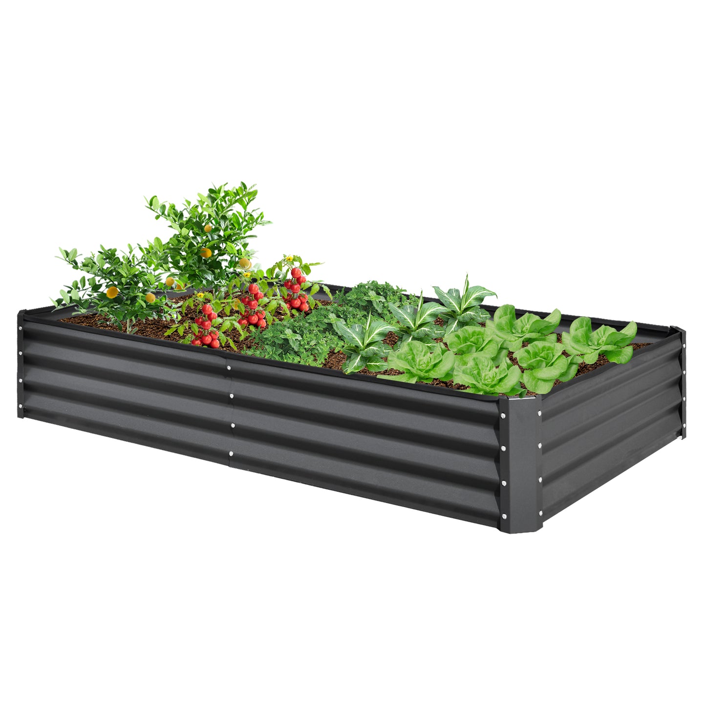 [SantaChoice] 6x3x1ft Galvanized Raised Garden Bed, Outdoor Planter Garden Boxes Large Metal Planter Box for Gardening Vegetables Fruits Flowers,Gray