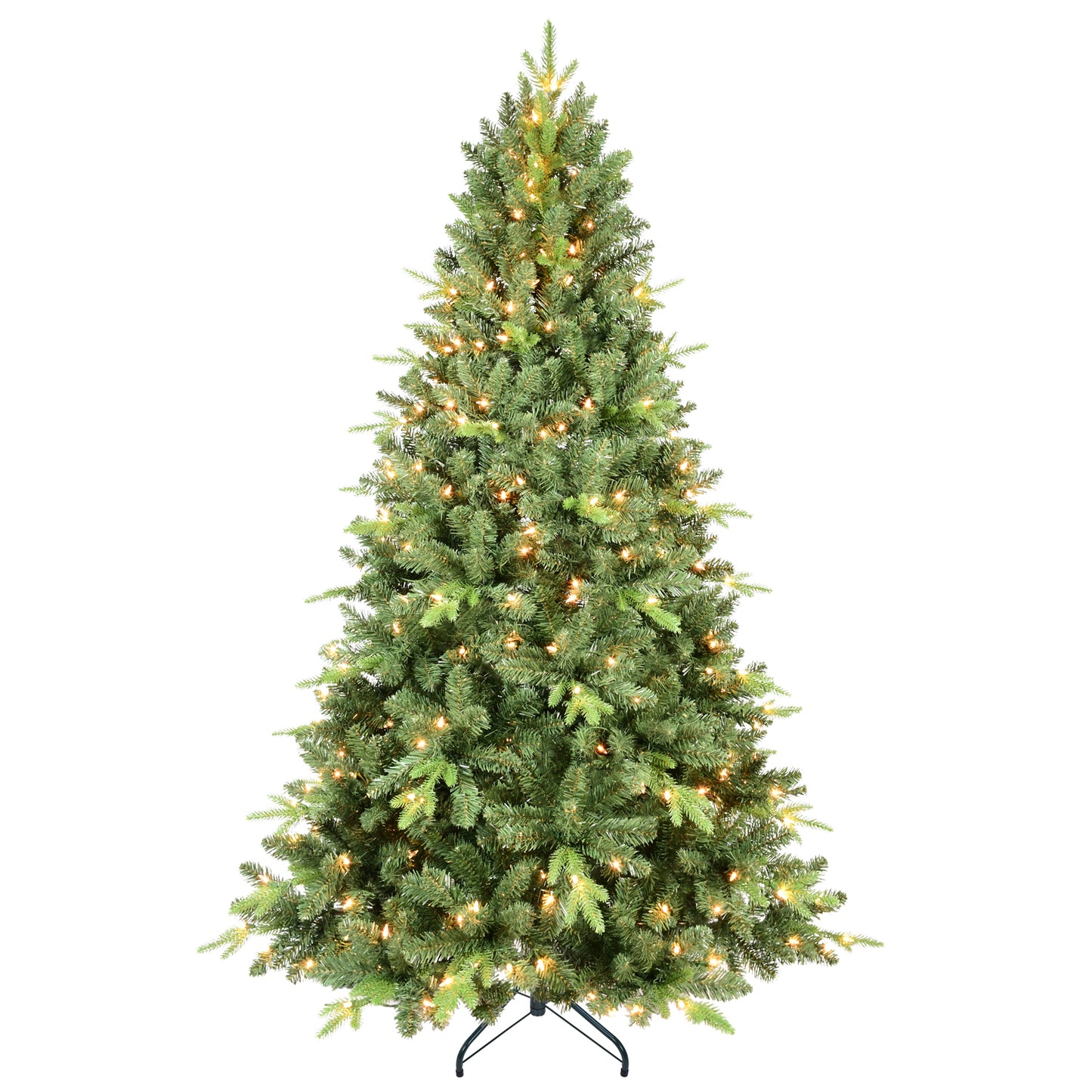 8FT Artificial Christmas Tree with 2535 PE&PVC Mixed Branch Tips, Prelit Hinged Premium Spruce Fake Xmas Trees, Hinged Branch & Foldable Base, Green