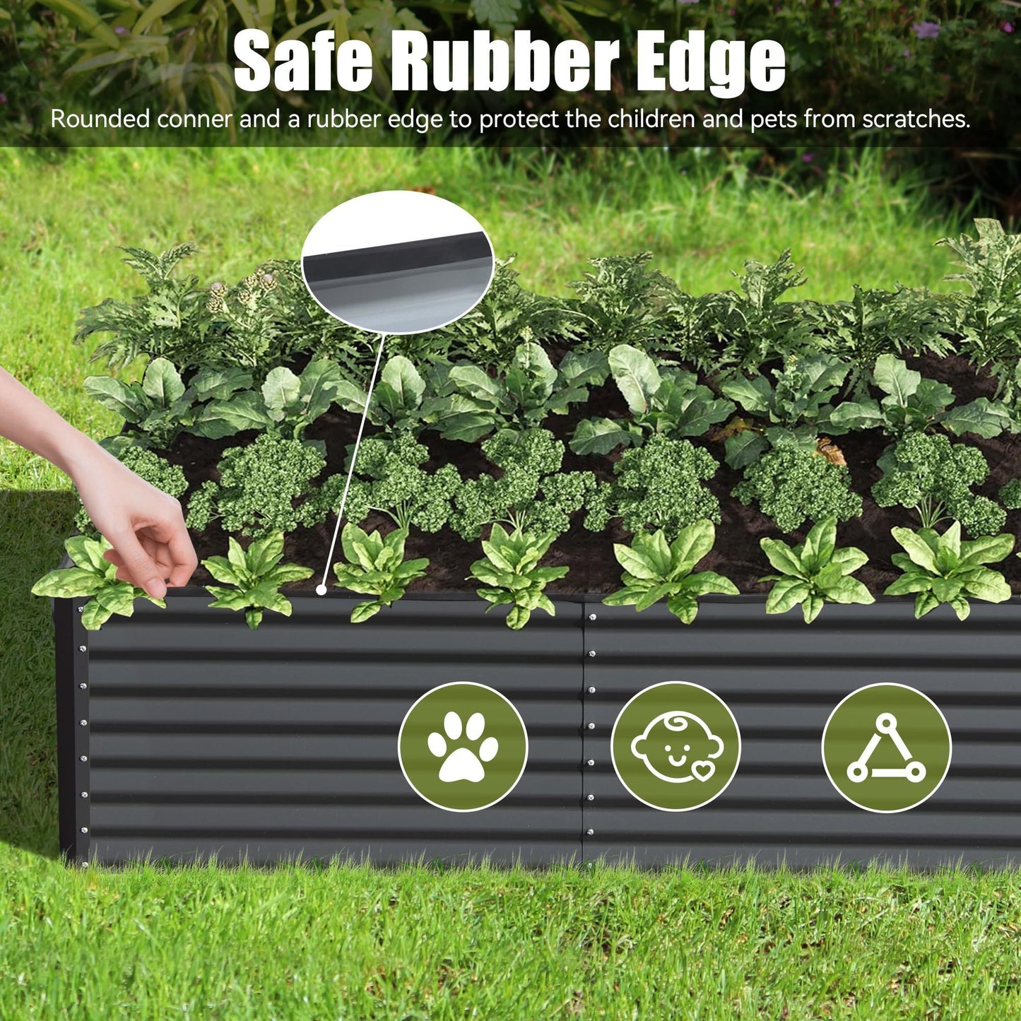 6x3x2ft Galvanized Raised Garden Bed, Outdoor Planter Garden Boxes Large Metal Planter Box for Gardening Vegetables Fruits Flowers, Gray