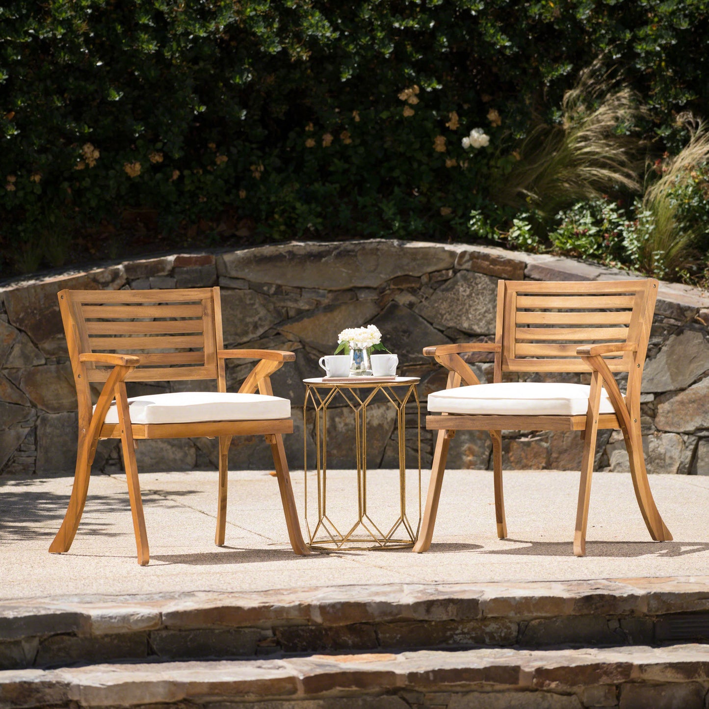 Outdoor Hermosa KD Wood Dining Chair With Cushons (Set of 2)