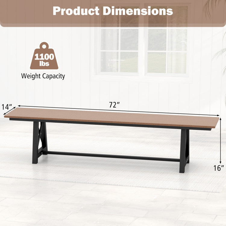 3-4 Person Outdoor HDPE Bench with Metal Frame