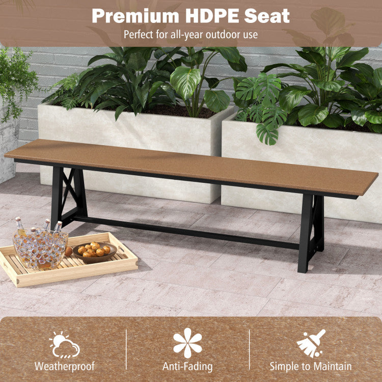 3-4 Person Outdoor HDPE Bench with Metal Frame