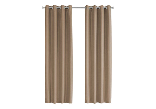 Curtain Panel, 2pcs Set, 54'w X 84'l, 100% Blackout, Grommet, Living Room, Bedroom, Kitchen, Brown Thermal Insulation Polyester, Contemporary, Modern