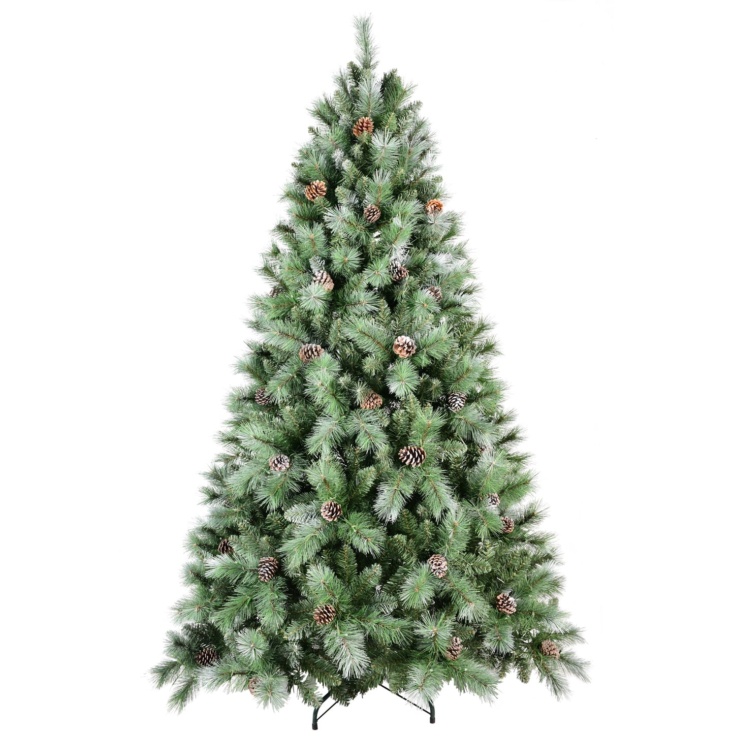 7ft Scotch Pine Christmas Tree, Premium Frosted Pre-Decorated Artificial Holiday Decor w/ 1,348 Branch Tips, Xmas Trees for Holiday Party Decoration