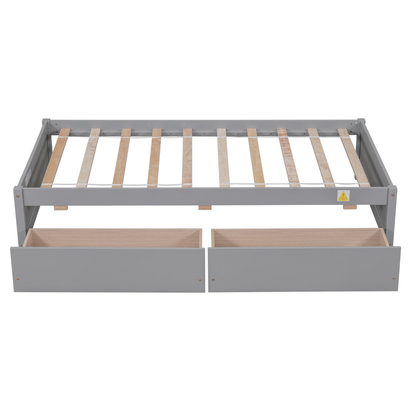 Twin Bed with 2 Drawers, Solid Wood, No Box Spring Needed ,Grey(Old SKU:W50422208)