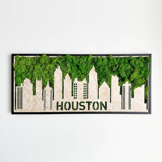 Houston Moss City Silhouette Metal Wall Art