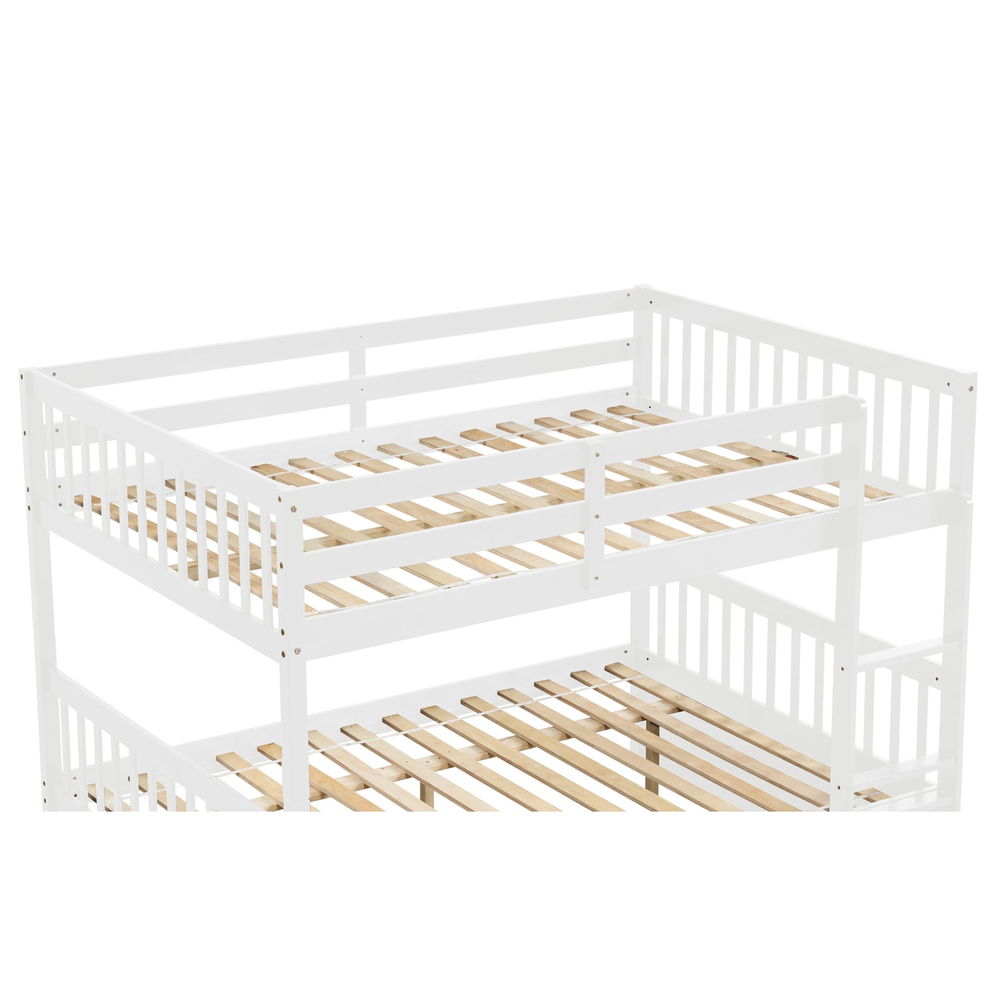 Full Over Full Bunk Bed with Trundle, Convertible to 2 Full Size Platform Bed, Full Size Bunk Bed with Ladder and Safety Rails for Kids, Teens, Adults,White(New Sku:W504S00212)