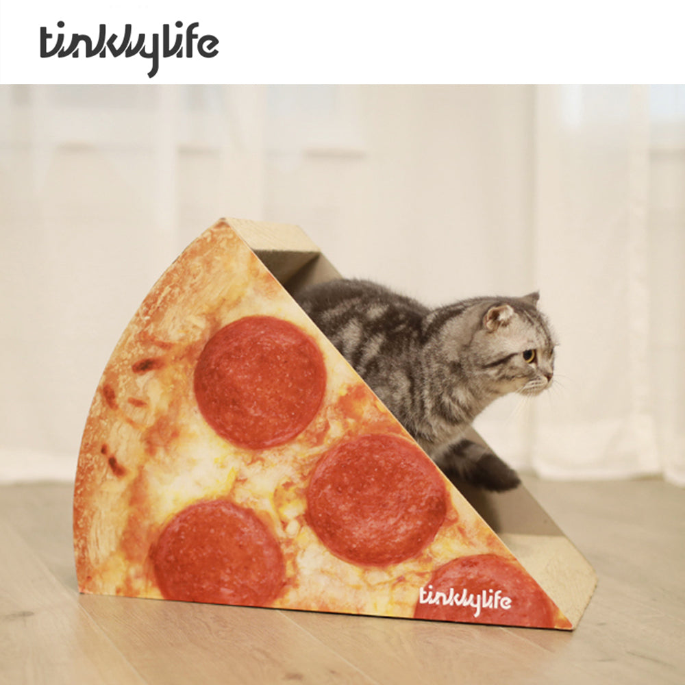 Tinklylife Cat Condo Scratcher Post Cardboard, Looking Well with Delicious Pizza Shape Cat Scratching House Bed Furniture Protector