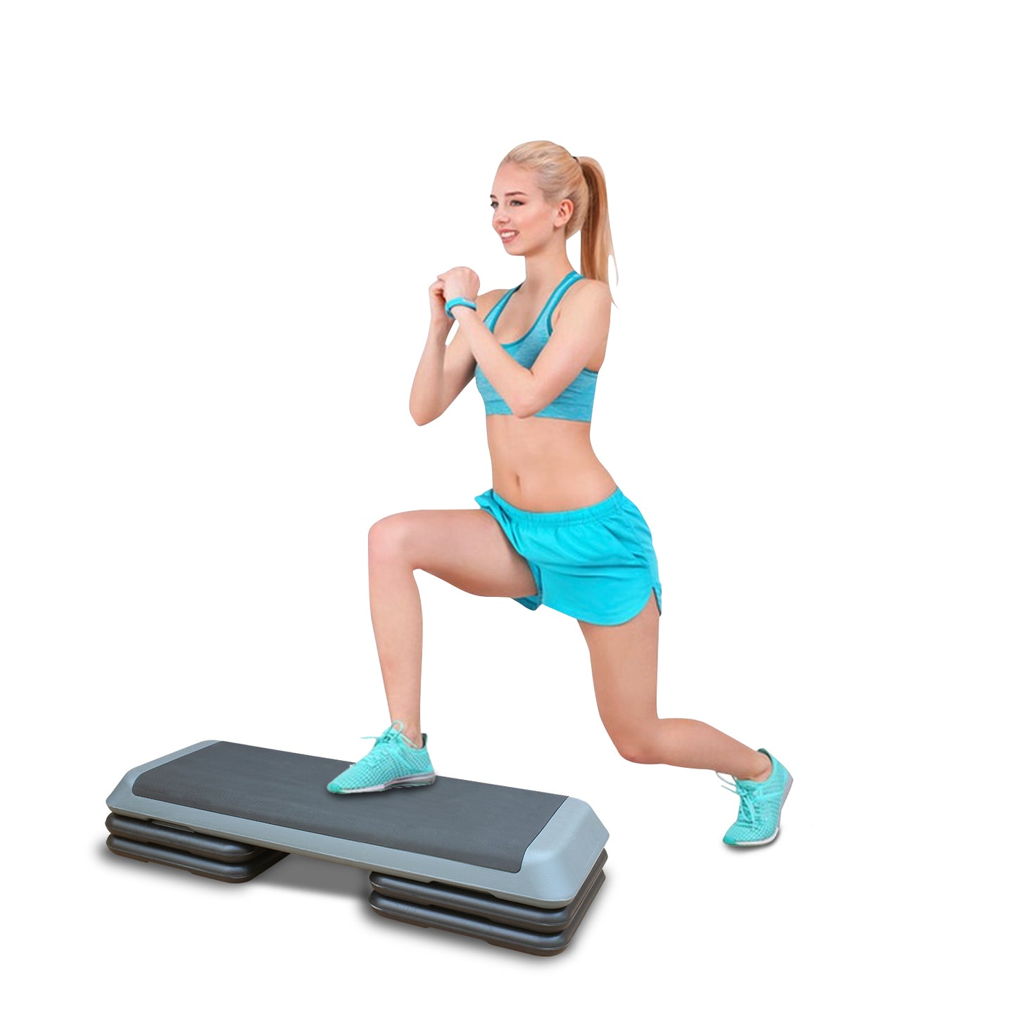 Adjustable Aerobic Step Workout Step with 4 Risers Fitness & Exercise Platform Trainer Gray