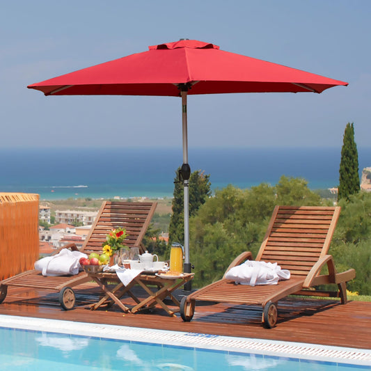 7.5FT Patio Umbrella, Outdoor Table Umbrella with Push Button Tilt and Crank, UV Protection Waterproof Market Sun Umbrella with 6 Sturdy Ribs for Garden, Deck, Backyard, Pool (Brick Red)