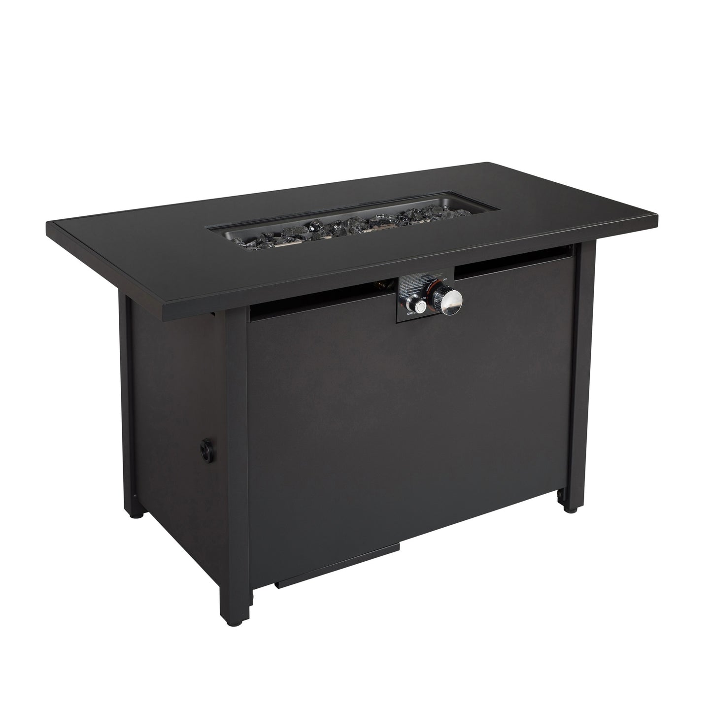 25'' H x 42'' W Steel Outdoor Fire Pit Table with Lid (Black)