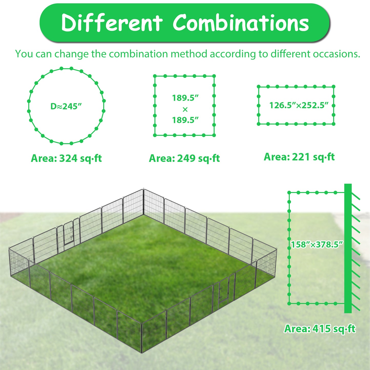 Dog Pens Outdoor 32" Height Foldable24 Panels Heavy Duty Metal Portable Dog Playpen Indoor Anti-Rust Exercise Dog Fence with Doors for Large/Medium/Small Pets Play Pen for RV Camping Yard