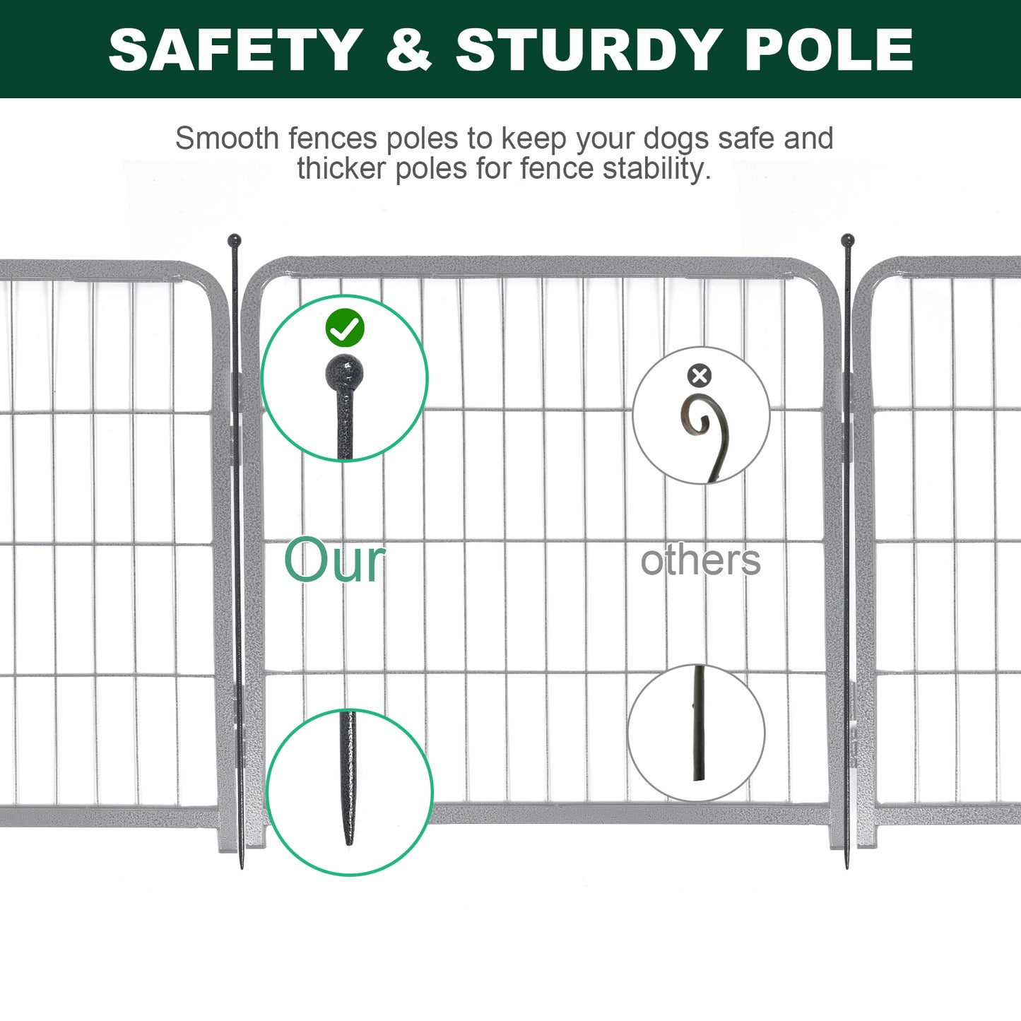 16 Panels Dog Playpen for outdoor,yard,camping,24"Height dog fence with 2 doors.