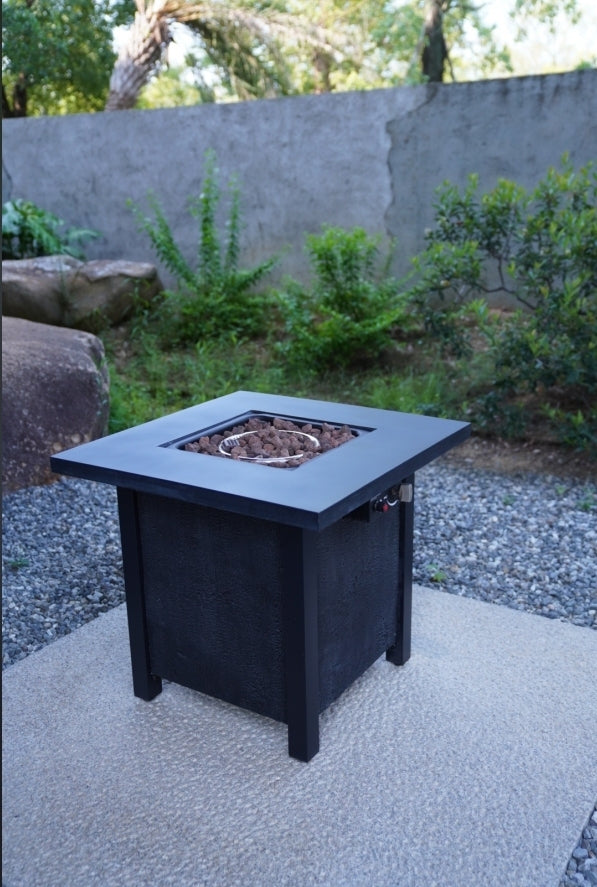 25" H Outdoor Patio Propane Gas Fire Pit Table - 50,000 BTU High-temperature-resistant carving process for environmentally friendly materials with the effect of rattan weaving grain