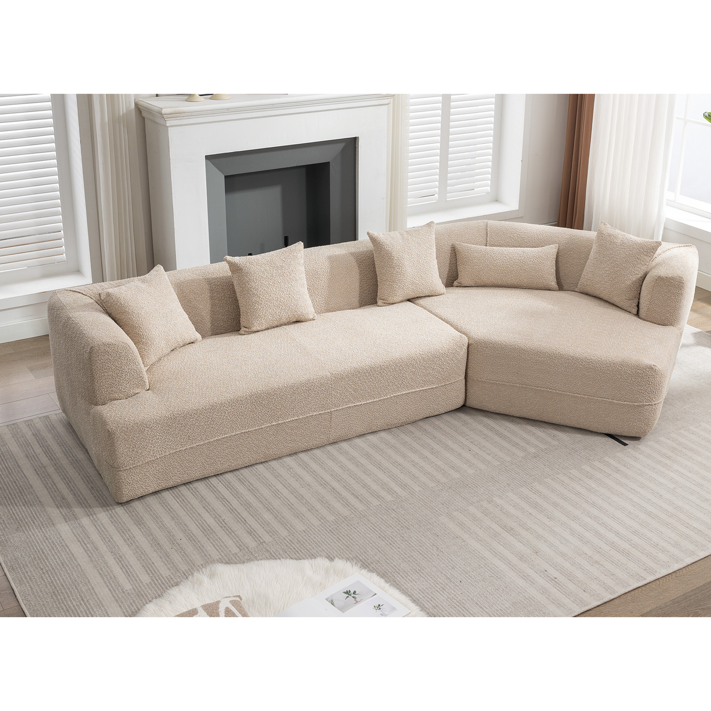 Modular sofa, modern minimalist style sofa,  upholstered ,  free combination, round fiber fabric, anti-wrinkle fabric,Dimension extension,Brown