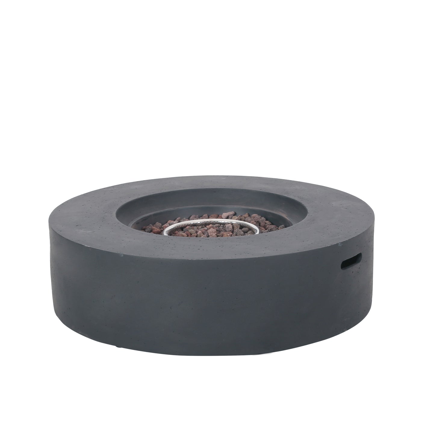 Lightweight Concrete Outdoor Circular Fire Pit, Dark Gray 50,000 BTU (Tank Cover not Included)