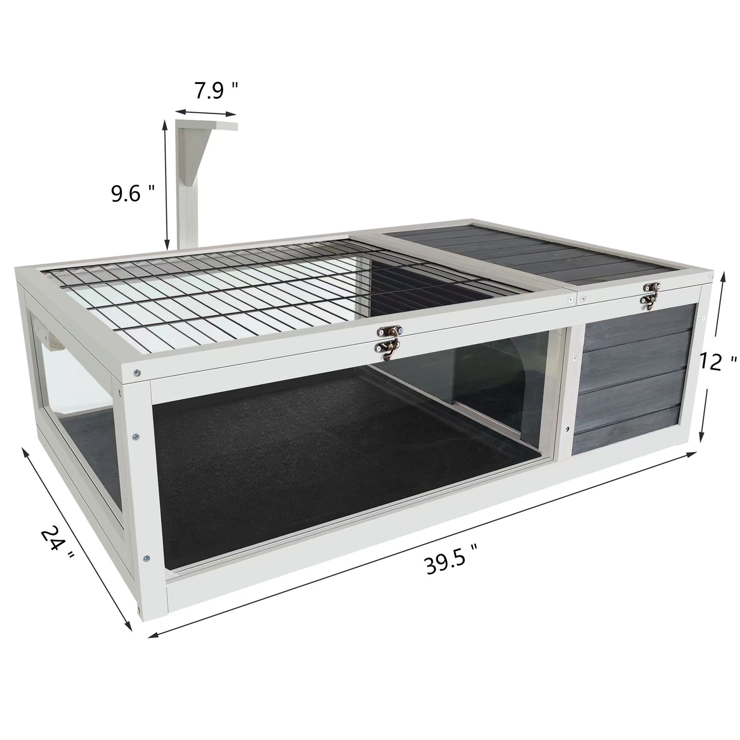 39.5＂Wood Tortoise House Indoor Turtle Habitat Reptile Cage for Lizards, Geckos, with Removable Waterproof Tray,Light Support,Acrylic Window