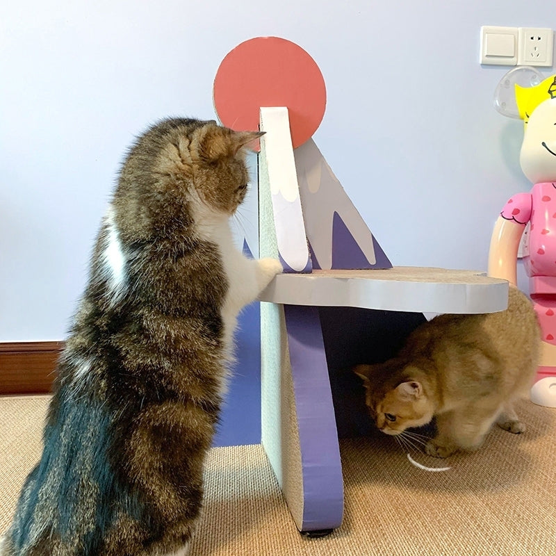 ScratchMe Cat Scratcher Post Board, Mount Fuji Shape Cat Scratching Lounge Bed, Durable Pad Prevents Furniture Damage