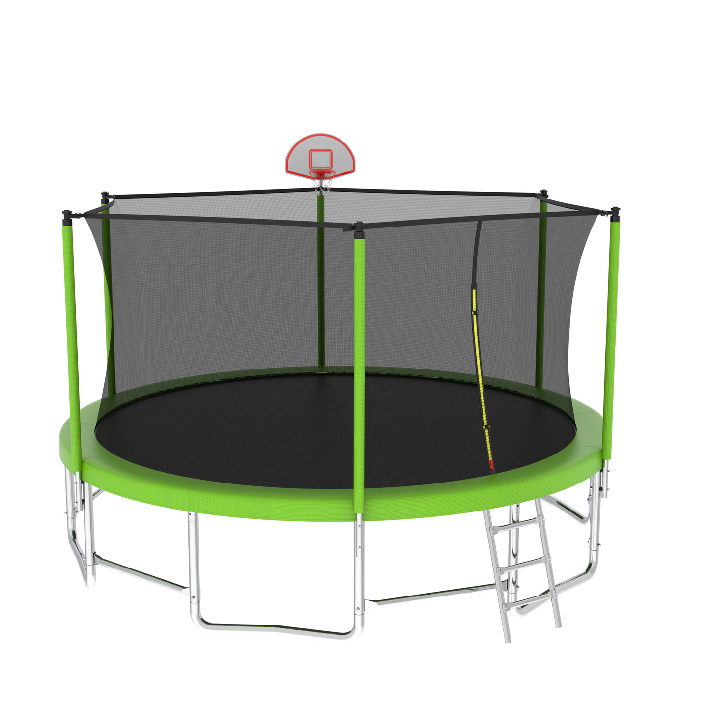 16FT Trampoline with Balance Bar & Basketball Hoop&Ball, ASTM Approved Reinforced Type Outdoor Trampoline with Enclosure Net